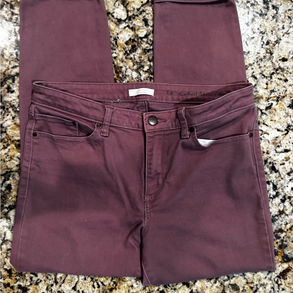 LC Lauren Conrad Women's Plum Skinny Ankle Cuffed Jeans